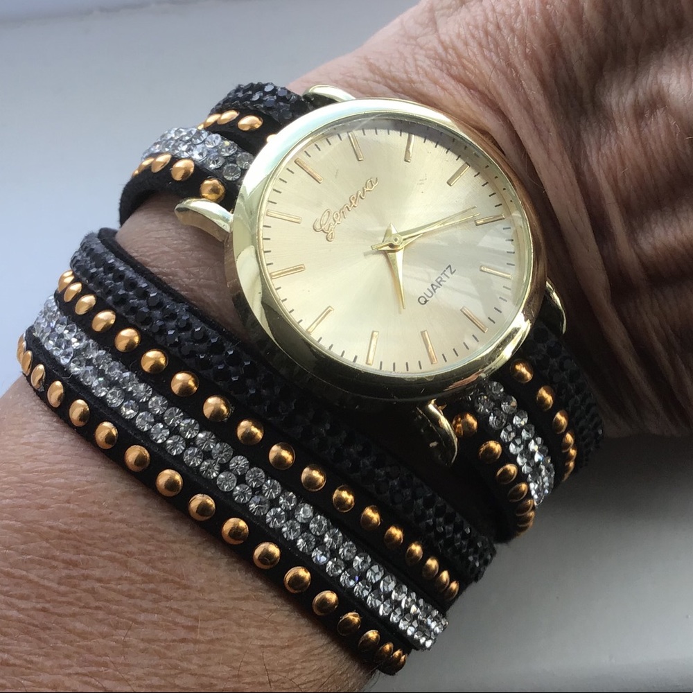 Geneva quartz bracelet watch